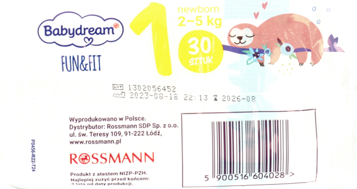 babydream fun&fit pieluszki jednorazowe newborn 1 2-5 kg