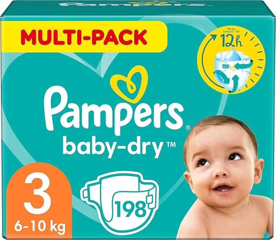 pampers baby dry rozmiar 3 198 sztuk