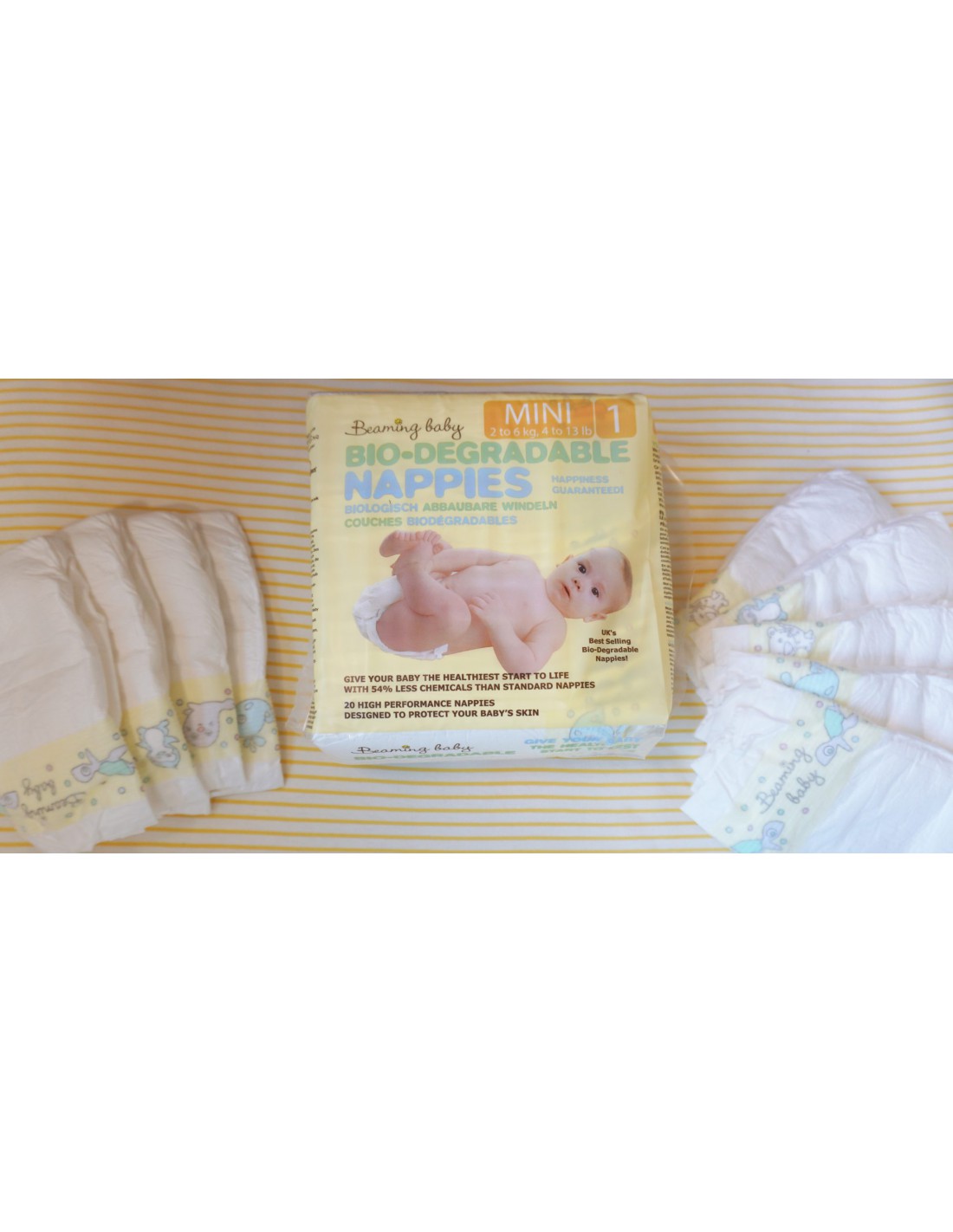 eko pieluszki jednorazowe mini 2-6 kg biodegradowalne 20szt beaming baby