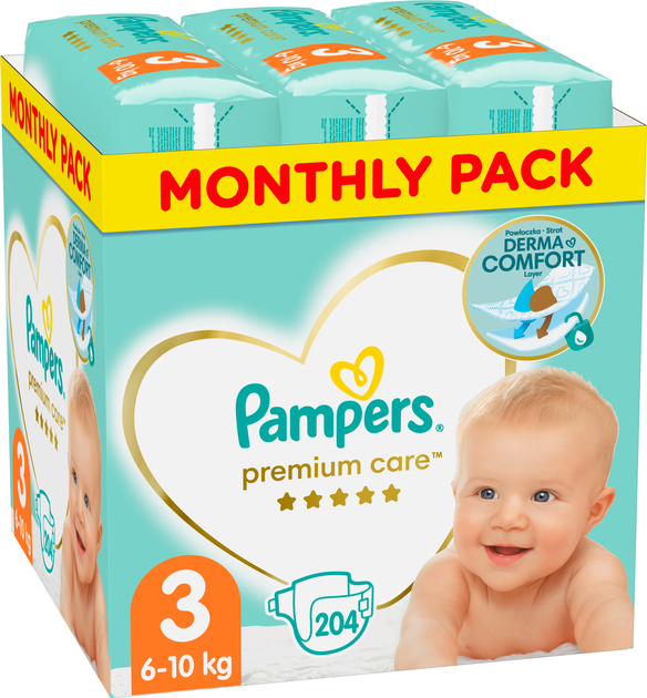 pieluchy premium care rozmiaro 3 204 szt pampers