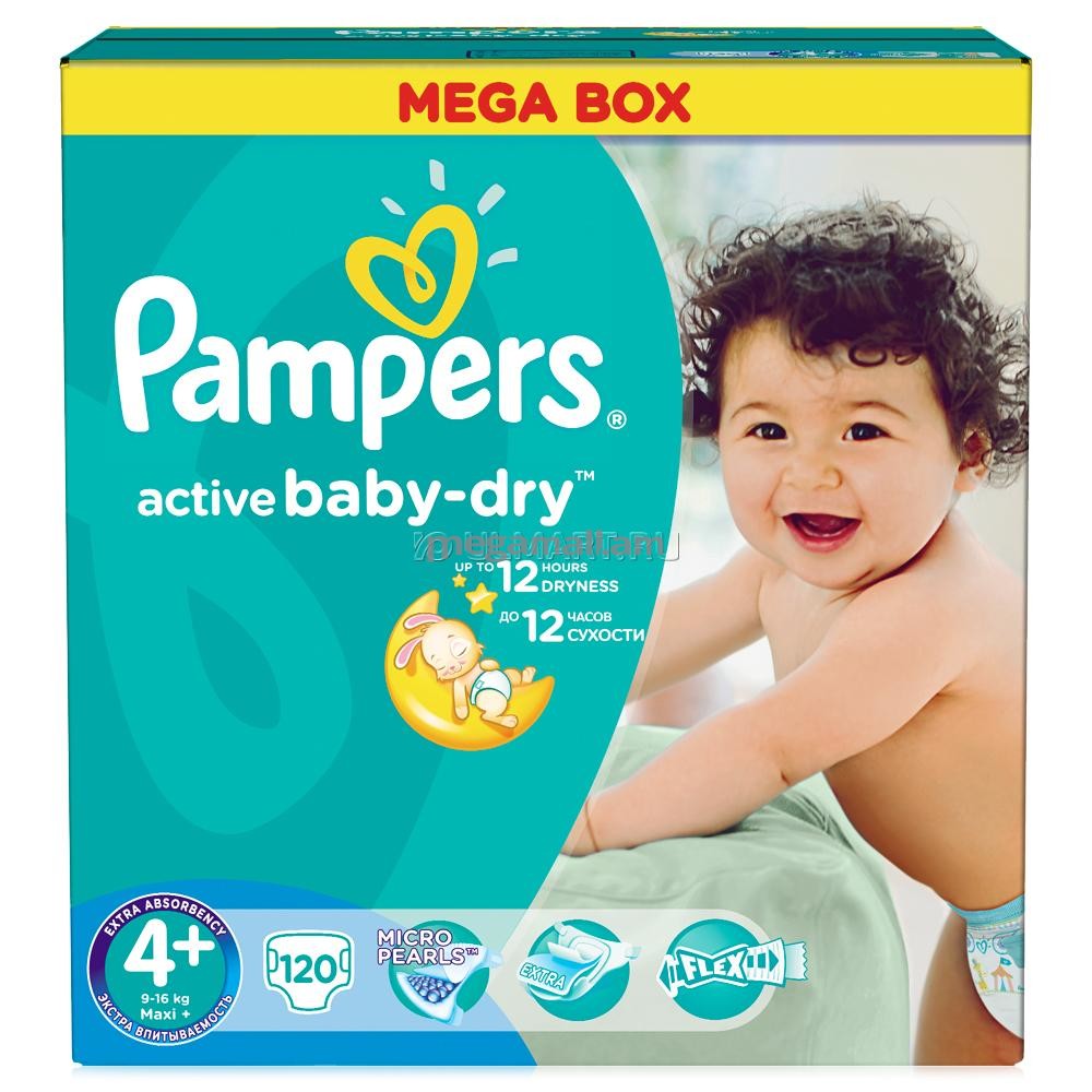 pampers active dry 4+ 120 sztuk