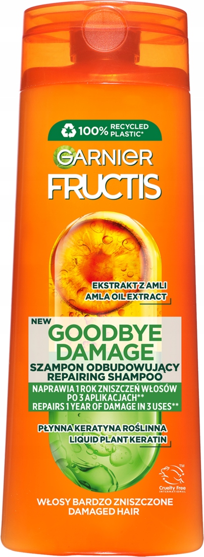 garnier goodbye damage szampon do włosów odbudowujący 250m