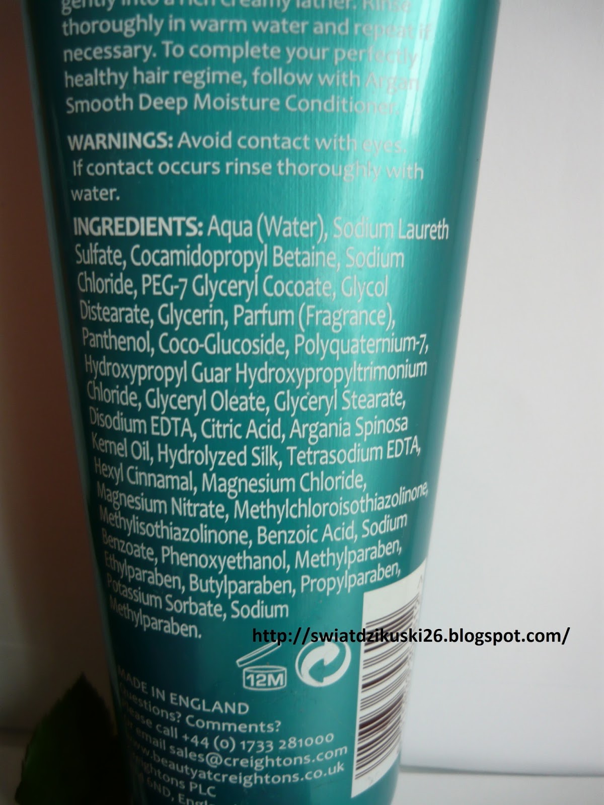 argan smooth szampon z olejkiem arganowym ingredients