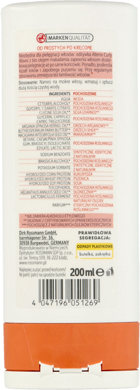 odżywka do włosów bez alkoholu i silikonów rossmann