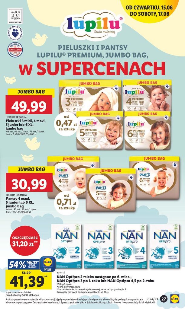 lidl pieluchy lupilu 6 cena