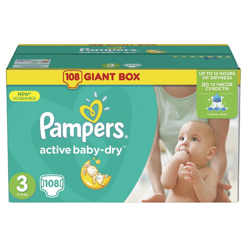 pampers active baby 108 szt