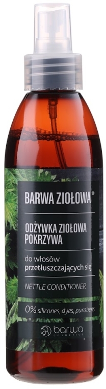 barwaregenerująca odżywka w sprayu do włosów przetłuszczających się pokrzywa