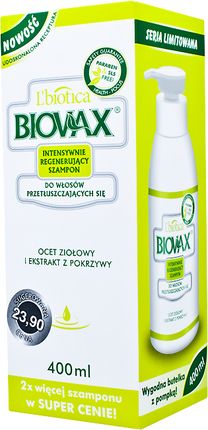 biovax intensywnie regenerujący szampon do włosów przetłuszczających się 400 ml