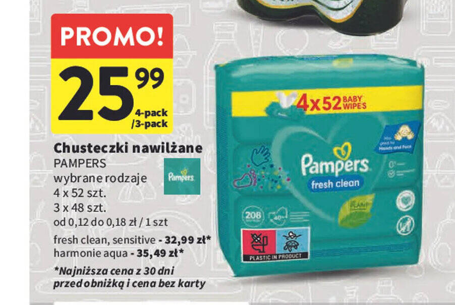 chusteczki pampers 4 pak cena