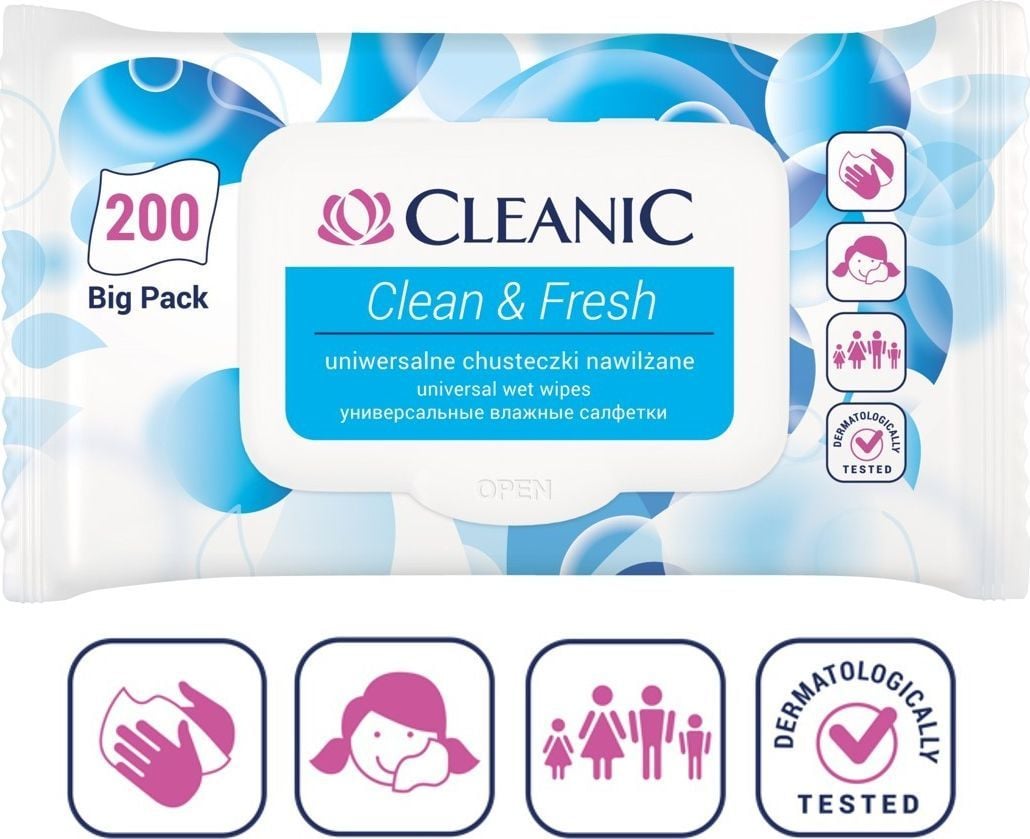 cleanic clean&fresh uniwersalne chusteczki nawilżane