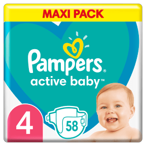 pampers active baby pieluchy jednorazowe rozmiar 4 maxi 58 szt