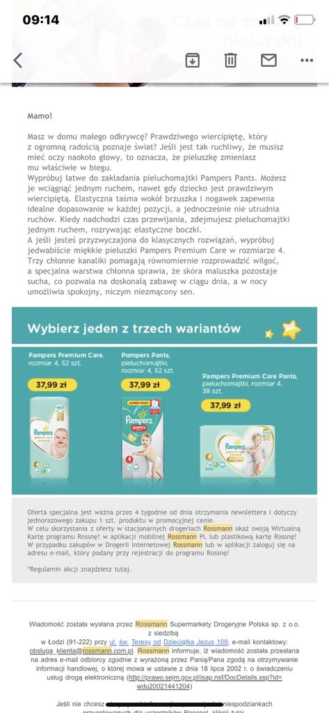 rossmann pampers rossne