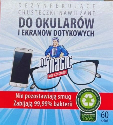 do okularów i ekranów dotykowych chusteczki nawilżane