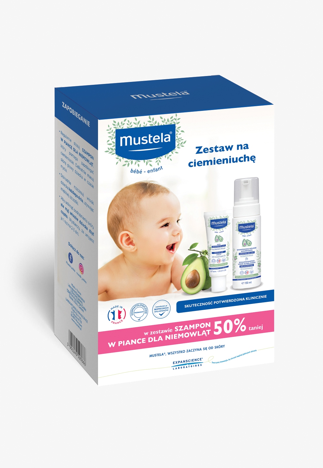 mustela zestaw na ciemieniuchę krem szampon w piance