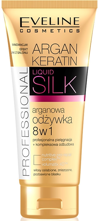 eveline argan keratin liquid silk arganowa odżywka do włosów 8w1