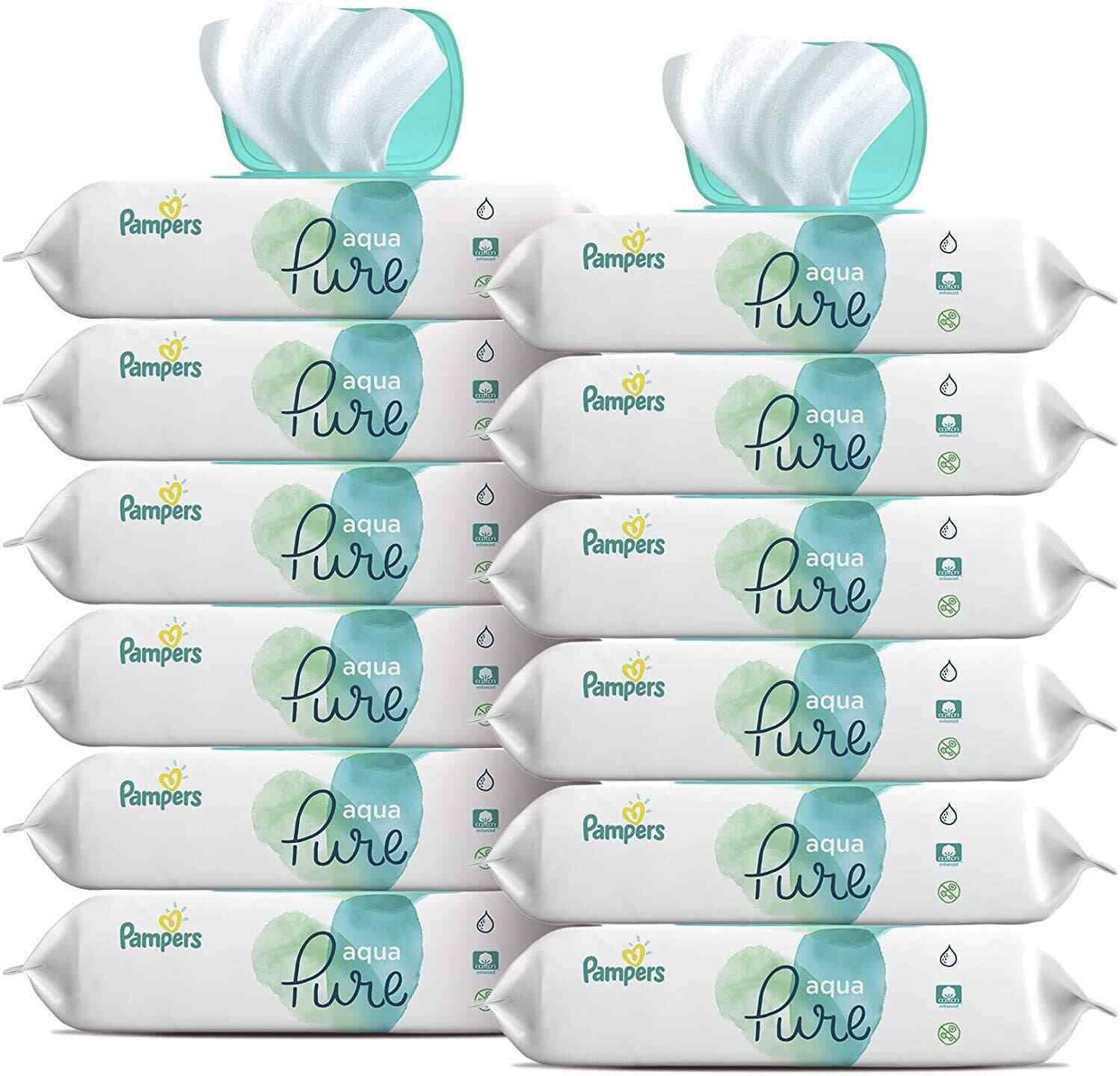 pampers aqua pure wipes 12 pack