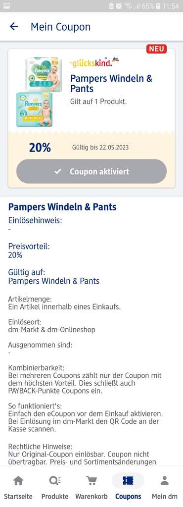 pampers coupon bei dm