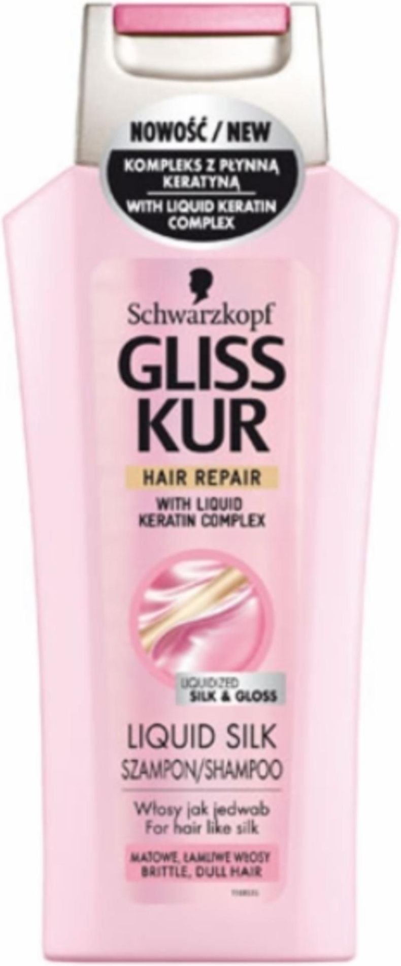 gliss kurliquid silk szampon do włosów łamliwych i matowych