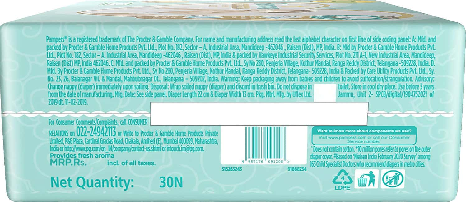 ingredients in pampers diapers