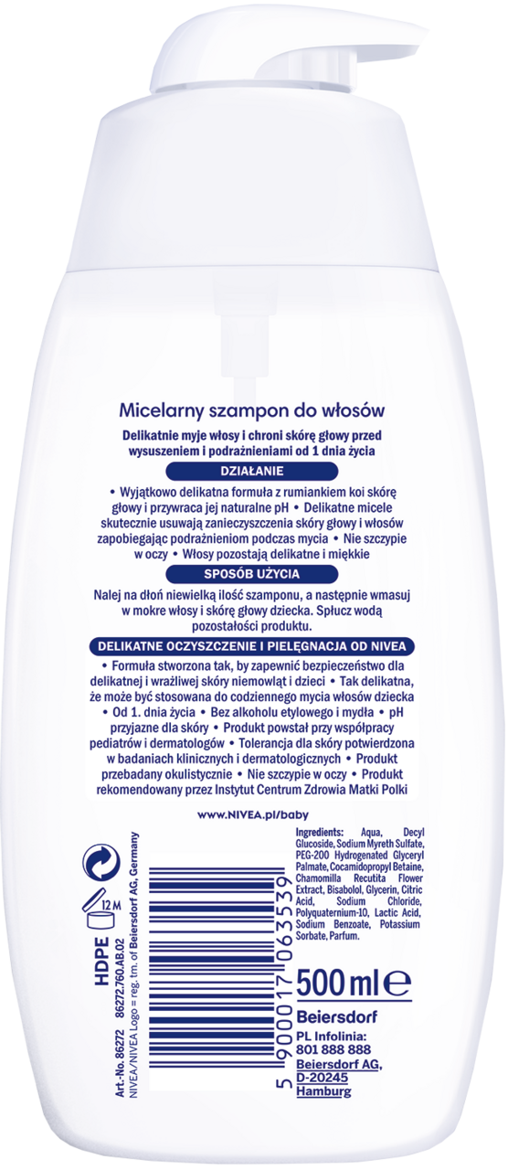 nivea baby szampon miceralny inci