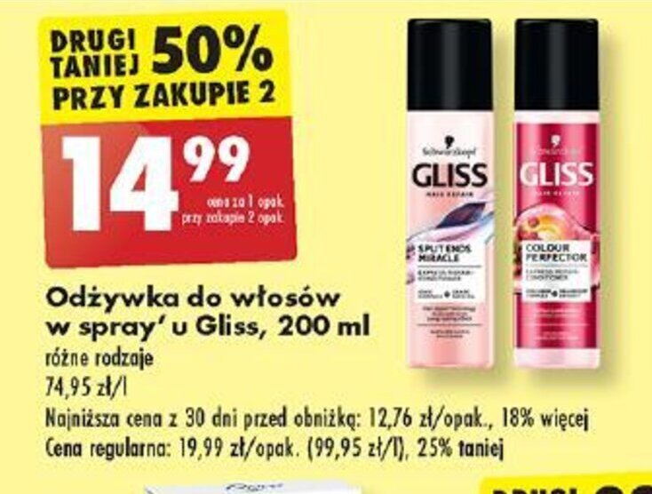 odżywka do włosów w sprayu gliss kur biedronka