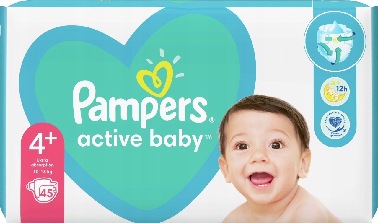 pampers active baby dry 4+ 45 szt