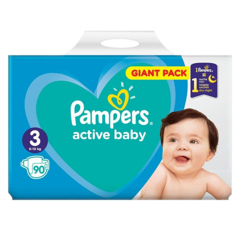 pampers active baby-dry pieluchy 3 midi 90 sztuk