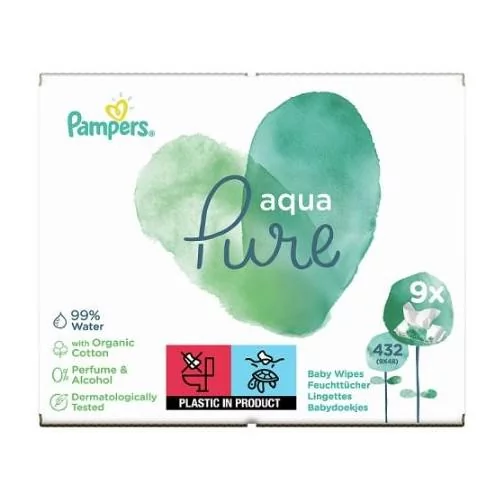 pampers aqua pure chusteczki nawilżające 9x48 szt