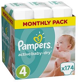 pampers pieluchy active baby 4 maxi 174 sztuki