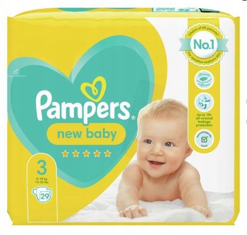 pampers żólte zielone