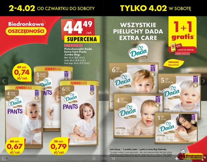 pieluchy dada extra care biedronka promocja