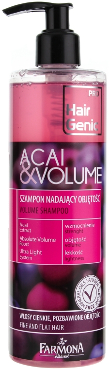 szampon do włosów nadający objętość hair genic acai &volume