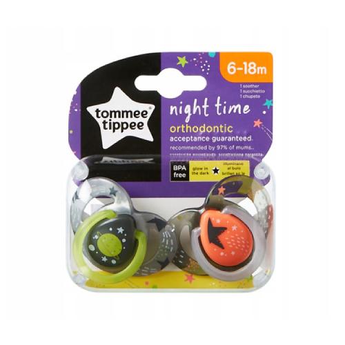 Tommee Tippee Nighttime Ortodontyczny smoczek silikonowy 6-18m 2 szt.